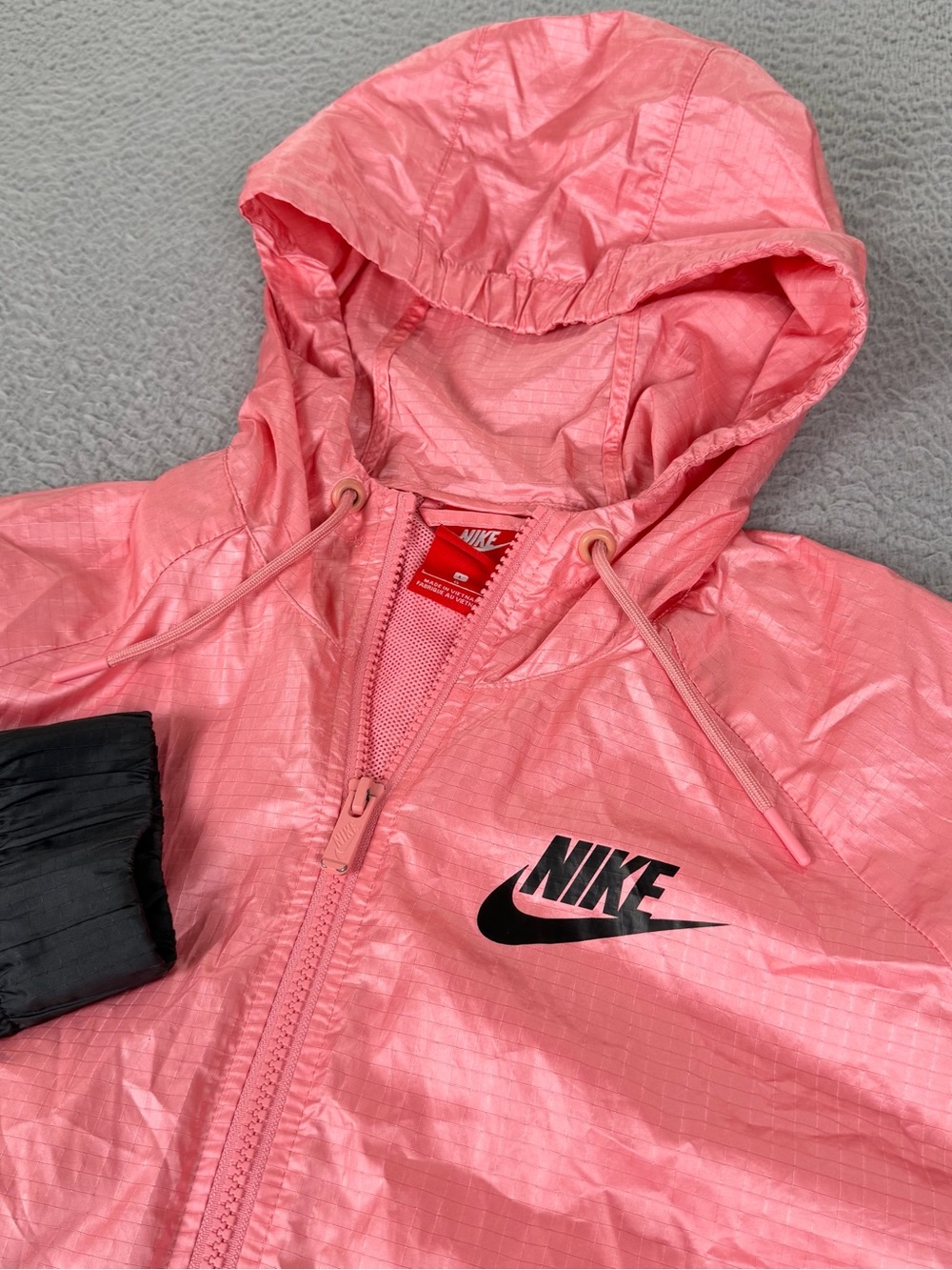 Nike Windrunner Jacket Womens Large Pink Black Full Zip Hooded Athletic Outdoors